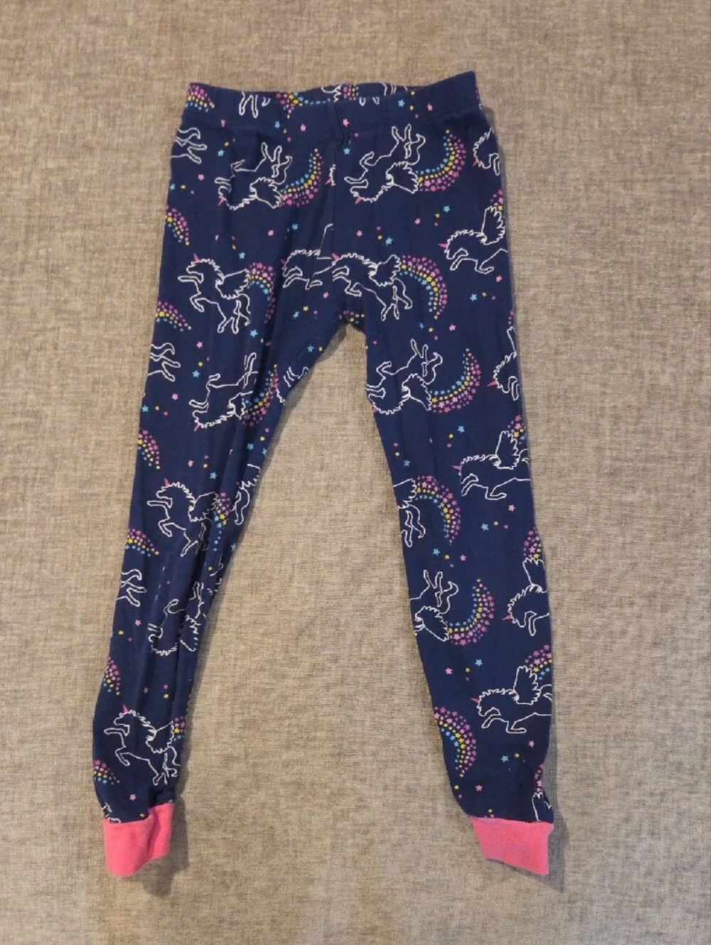 Children's Navy Unicorn Rainbow Pajama Set with Pink Accents
